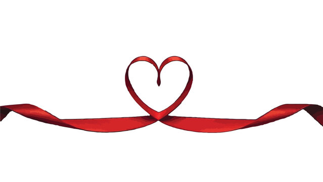 A heart shape is formed by a red ribbon against a white background, symbolizing love and connection.