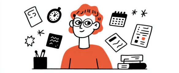 The student paints their day with colorful sticky notes like a busy rainbow maestro