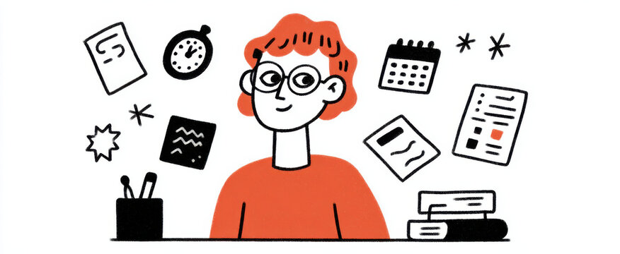 The student paints their day with colorful sticky notes like a busy rainbow maestro