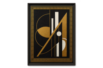 Abstract Art Deco geometric design in a frame, isolated on transparent background