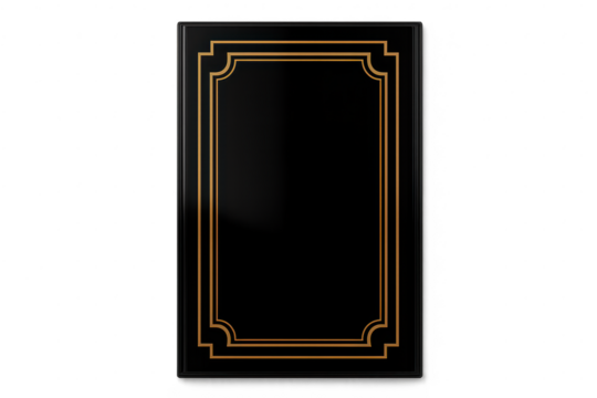 Black and gold Art Deco frame, elegant design, transparent background