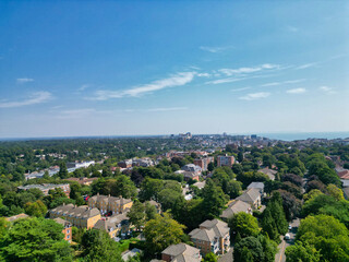 Bournemouth Beach and Ocean City of England. Aerial Footage Was Captured During Hot Sunny Day of 12th, August 2025 With Drone Camera. Bournemouth City is Most Attractive Tourist Attraction of England.
