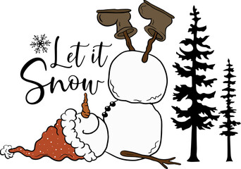 Let It Snow Svg , Christmas Tree Svg ,Snowflake Svg ,Snowman Face Svg , Christmas Svg ,Winter Clipart ,Cricut Silhouette 