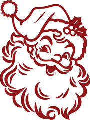 Santa Claus Christmas Vintage Svg, Santa Face Svg, Santa Claus Svg Retro Christmas Svg