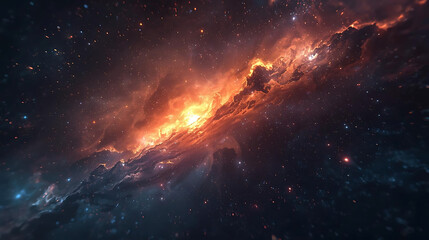 Stunning celestial nebula with fiery cosmic clouds