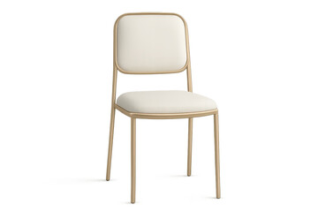 Fototapeta premium Modern dining chair with beige upholstery and gold frame, isolated on transparent background