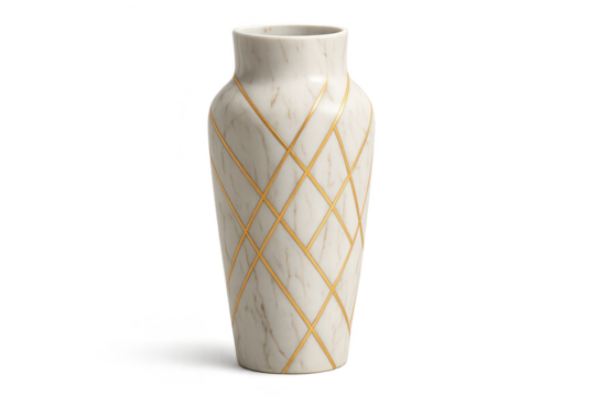 White and gold decorative vase, isolated on transparent background. - Powered by Adobe