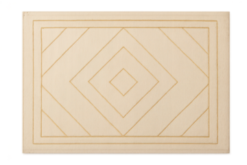 Cream bath mat with geometric pattern isolated on transparent background.