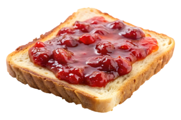 slice of toasted bread with strawberry jam isolated on transparent background image