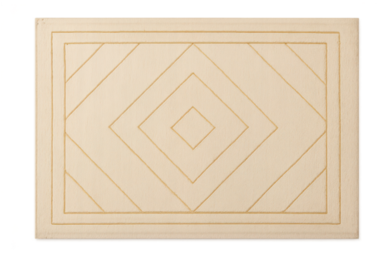 Cream bath mat with geometric pattern isolated on transparent background.