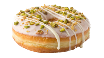 Indulge in Deliciousness with this Tempting Donut topped with Pistachios and Creamy Icing, Perfect for Satisfying your Sweet Tooth Cravings