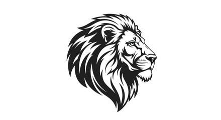 Majestic Lion Head Illustration with Detailed Mane and Facial Features.
