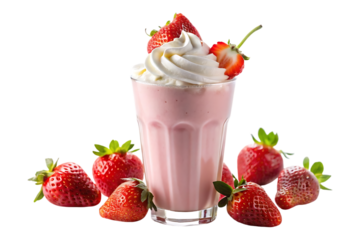 strawberry milk shake isolated on transparent image