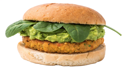 Enjoy a delicious vegan burger packed with fresh avocado and spinach, a healthy and tasty meal option for a balanced lifestyle, perfect for food bloggers
