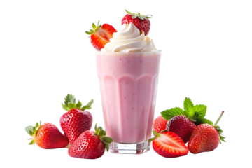 strawberry milk shake isolated on transparent background image