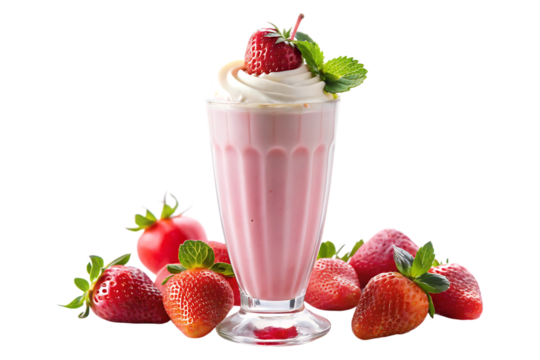 strawberry milk shake isolated on transparent image