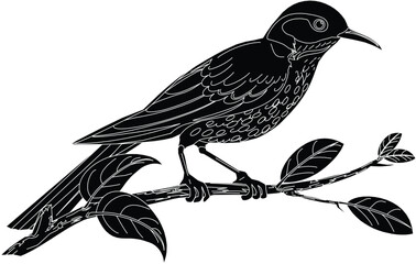 Bird on Branch Silhouette