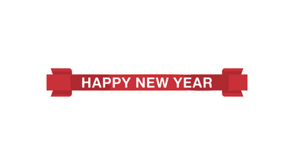 Festive red ribbon banner with happy new year text for celebrations and greetings