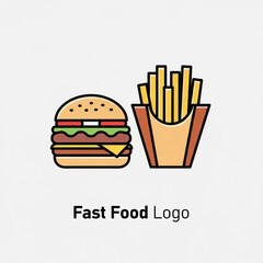 Colorful Fast Food Restaurant Branding Featuring Burger and Fries Icon