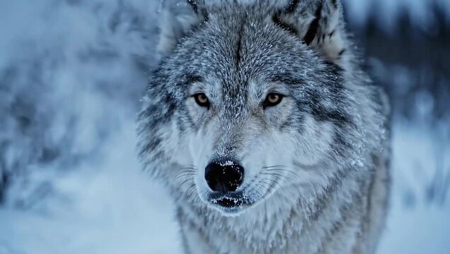 Majestic wolf portrait in winter snow a captivating wildlife animal nature photography experience