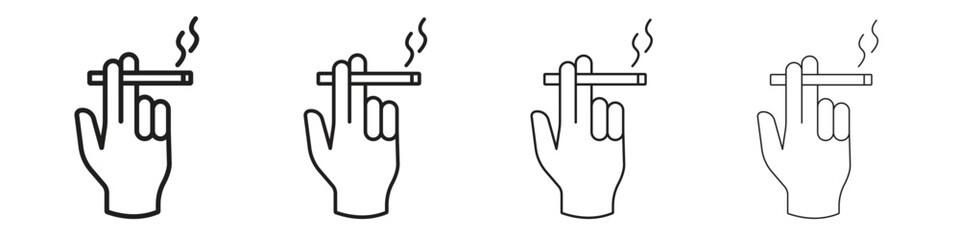 Hand holding cigarette icon with Editable Strokes in thin to bold line styles
