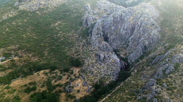 Great waterfall called Chorrera de Litueros in the Somosierra mountains of the central system, Madrid.