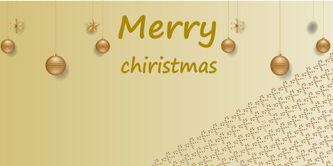 Gold Merry Christmas lettering with swirl elements. New year banners, seasonal invitations, posters, social media.