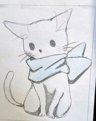 hand draw car with the scarf.