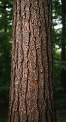 Obraz premium The deeply textured bark of a monumental tree trunk, known as the bole, dominates the frame, emphasizing age and strength in the forest setting, habitat, botany, ecosystem