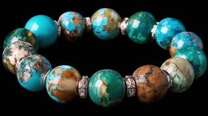 Beautiful turquoise and brown gemstone bracelet designed for elegant and casual wear