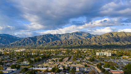 Aerial shot of the majestic San Gabriel Mountains in Duarte California USA © Marcus Jones