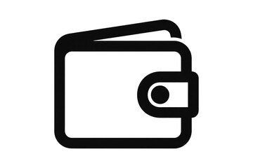 Obraz premium A minimalist black outline icon depicting a wallet or billfold, symbolizing finance, payments, and personal funds management. background removed