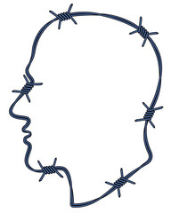 Barbed wire human head
