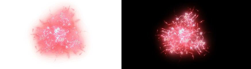 PNG image of Two red energy orbs with lightning effects perfect for science fiction fantasy or gaming designs and visual effects projects on transparent background © MariaAlam