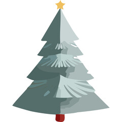 Fototapeta premium stylized christmas tree illustration with soft shadows and golden star