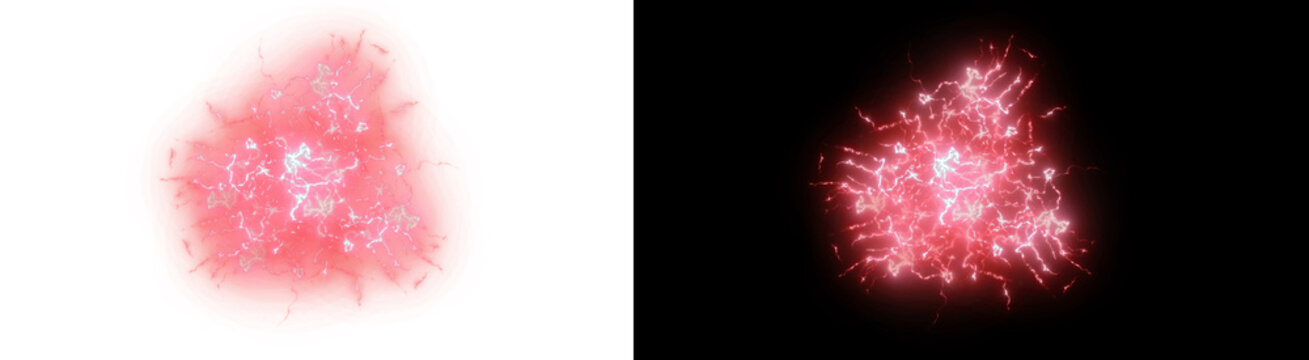 PNG image of&nbsp;Two red energy orbs with lightning effects perfect for science fiction fantasy or gaming designs and visual effects projects on transparent background