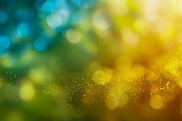 Obraz premium Abstract golden and blue bokeh background with sparkling light particles creating a dreamy and magical atmosphere for festive or celebratory designs
