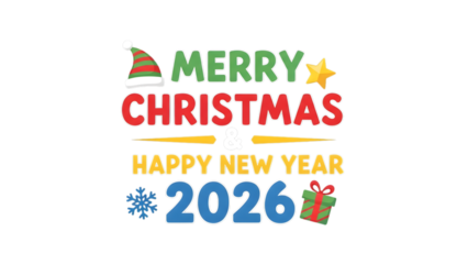 Festive merry christmas and happy new year 2026 holiday greeting