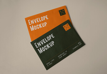 Two Lying Paper Envelope Mockups