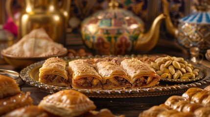 A table adorned with Turkish delight and baklava