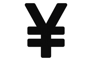 Obraz premium A stark black Yen/Yuan currency symbol stands prominently against a dark green backdrop, representing Asian finance and economy. background removed