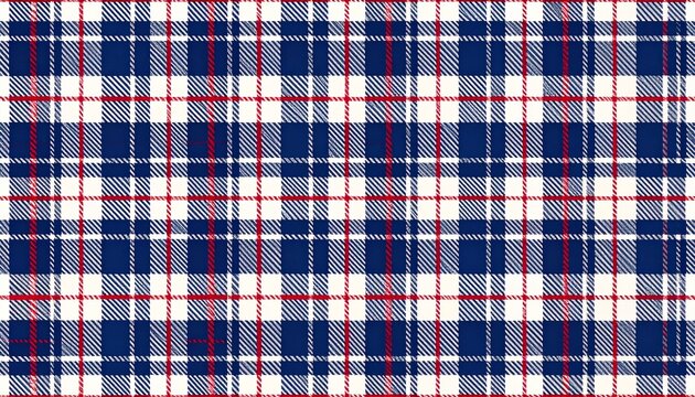 Striped checkered pattern in blue, red, and white for use in clothing, throws, and modern textile designs - Powered by Adobe