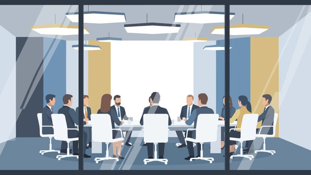 Business meeting in modern office conference room with diverse team collaboration