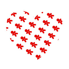 Christmas white heart shape with festive red holiday pattern, candy canes, gingerbread men, snowflakes and winter decorative elements. PNG