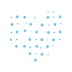 Christmas white heart shape with festive blue holiday pattern, candy canes, snowflakes and winter decorative elements. PNG