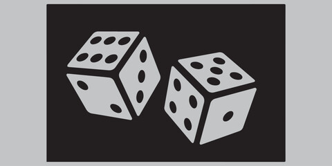 Game dice icons in outline and filled vector styles. Gambling and board game symbols with dots and cubes 