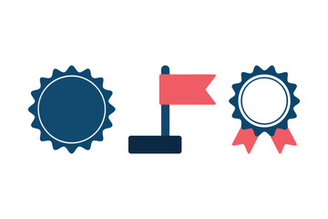 Award ribbons and a red flag icon set