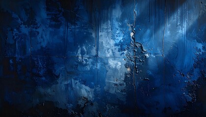Dark blue grunge background texture creates a dramatic, moody atmosphere with rough, distressed details, making it ideal for modern graphic design, posters, presentations, digital art, and versatile c