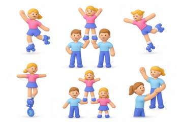 Playful roller skater characters for fun designs and creative projects