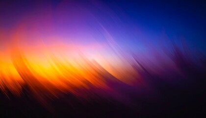 Naklejka premium Abstract black dark background with blurred colorful shapes, featuring vivid orange, purple, and blue tones, creating a mysterious, dynamic, and artistic atmosphere, perfect for design projects, digit
